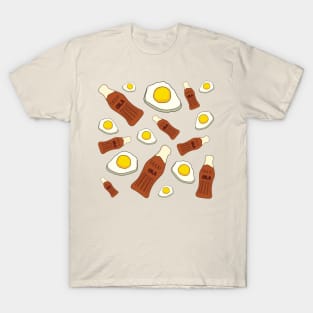 Cola Bottle & Fried Egg Sweet Pick 'n' Mix Pattern T-Shirt